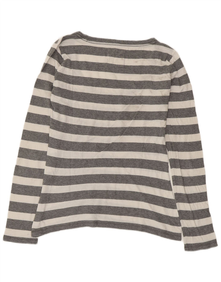 Top pentru femei Hollister cu mânecă lungă UK 12 Medium Gri cu dungi