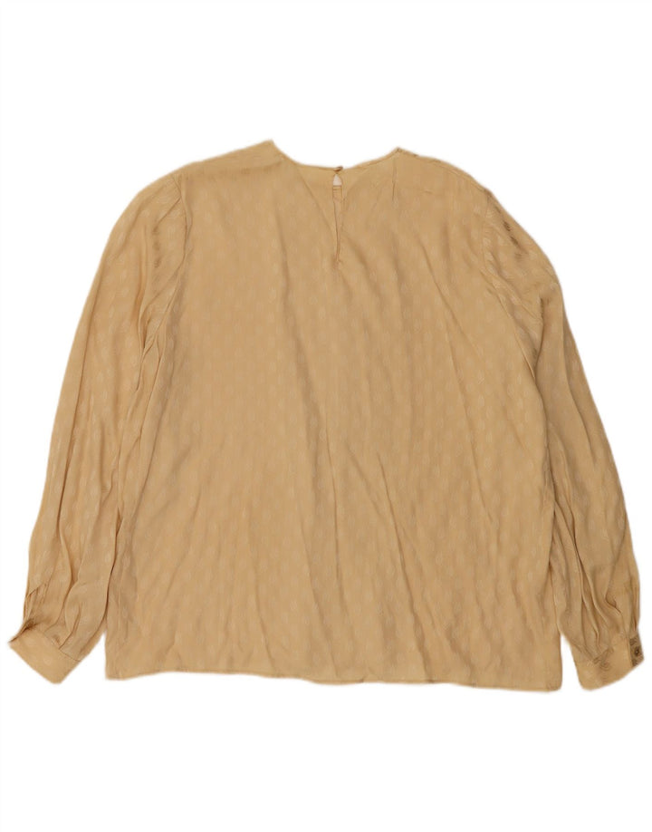 Bluză cu mânecă lungă cu model abstract pentru femei vintage UK 18 XL bej