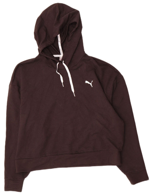 Puma Crop Hoodie Jumper pentru femei UK 16 Large Black