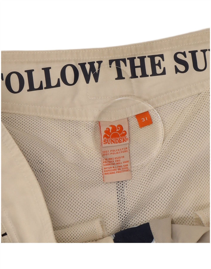 Pantaloni scurți de înot Sundek pentru bărbați, poliester floral, albastru marin mediu