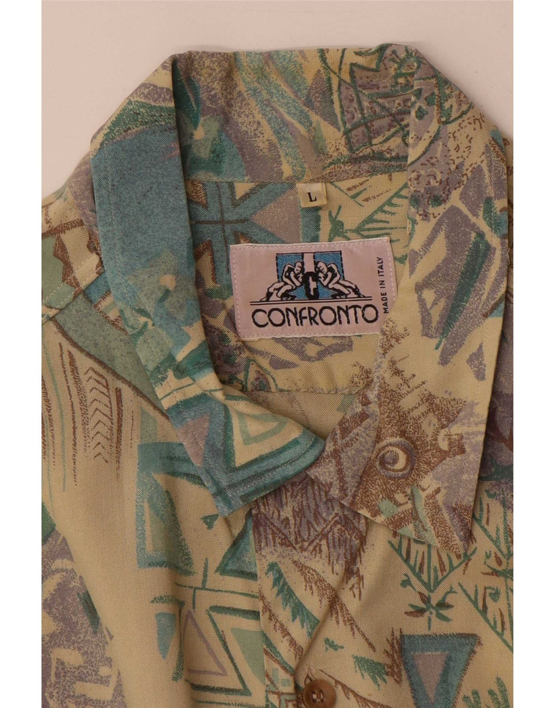 Cămașă Vintage pentru bărbați cu mânecă scurtă, mare, multicoloră, geometrică