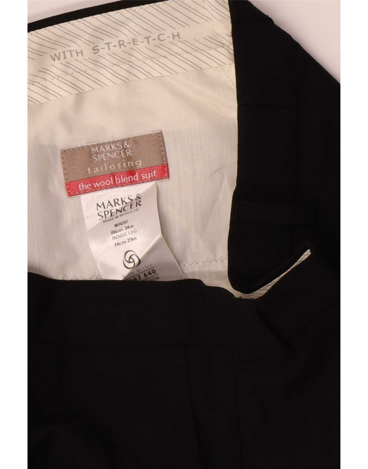 Pantaloni chino drepți pentru bărbați Marks & Spencer L34 L29 Poliester negru