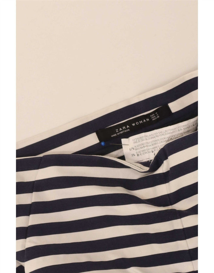 Pantaloni caldi pentru femei Zara Medium W28 Bleumarin, bumbac cu dungi