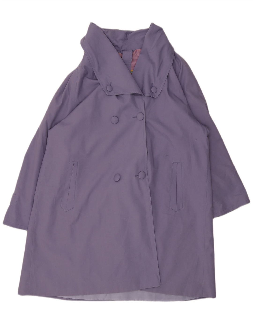 Palton de damă vintage cu piept dublu UK 22 2XL violet poliester