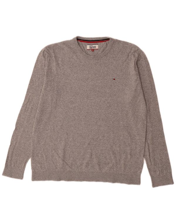 Tommy Hilfiger Mens Crew Neck Jumper Sweater Medium Grey Cotton