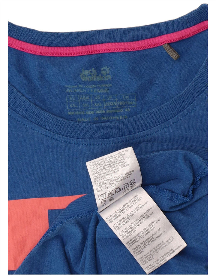 Jack Wolfskin Tricou cu grafic pentru femei Top UK 22/24 2XL Blue Bumbac