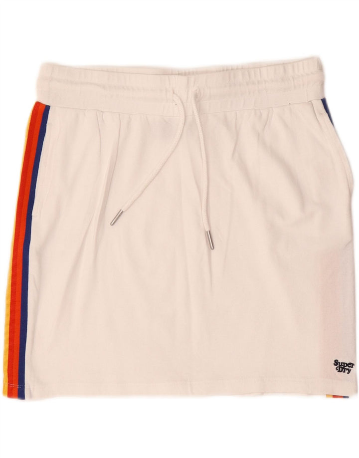 Fusta mini pentru femei Superdry UK 12 Medium W30 Bumbac cu dungi albe