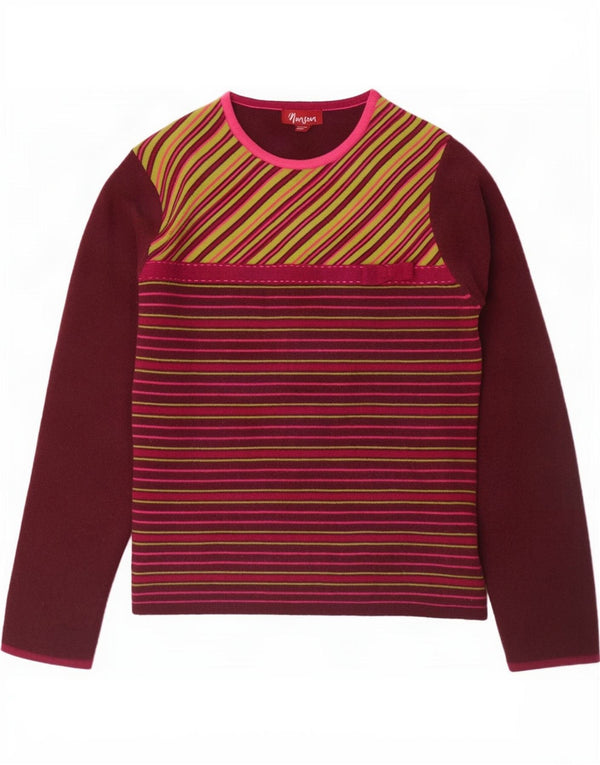Pulover pentru damă Monsoon cu gât de barcă UK 14 Medium Burgundy cu dungi
