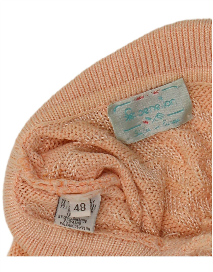 Pulover Benetton pentru damă, cu model abstract, pulover cu gât polo IT 48 XL roz