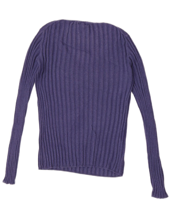 Massimo Dutti Pulover cu decolteu în V pentru femei UK 10 Bumbac violet mic