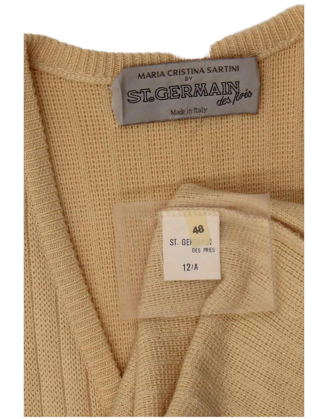 St. Germain Pulover cardigan cu paragate grafic pentru femei IT 48 XL Lână bej