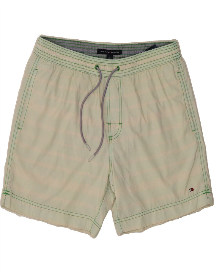 TOMMY HILFIGER Mens Swimming Shorts Small  Green Striped Polyester Vintage Tommy Hilfiger and Second-Hand Tommy Hilfiger from Messina Hembry 