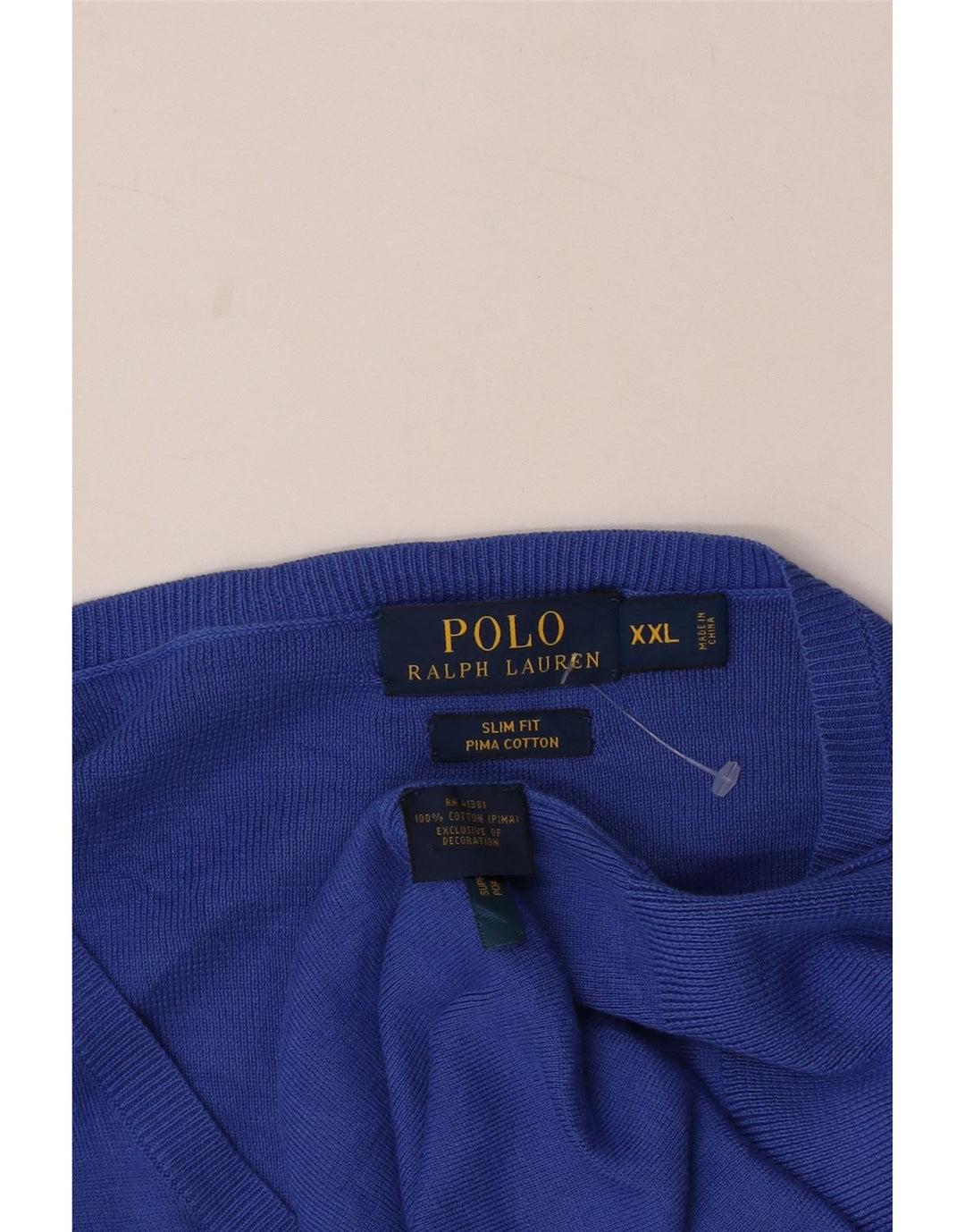 Pulover Polo Ralph Lauren pentru bărbați, slim fit, cu decolteu în V, bumbac albastru 2XL