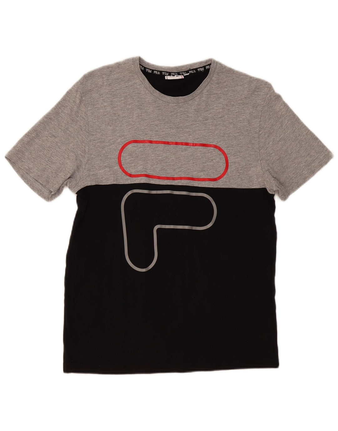 Tricou grafic pentru bărbați FILA Top mic, gri, bumbac color bloc