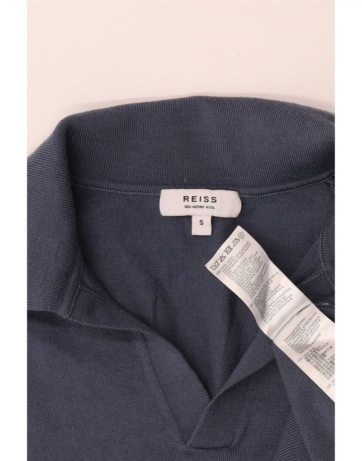 Tricou polo Reiss pentru bărbați, lână albastră mică