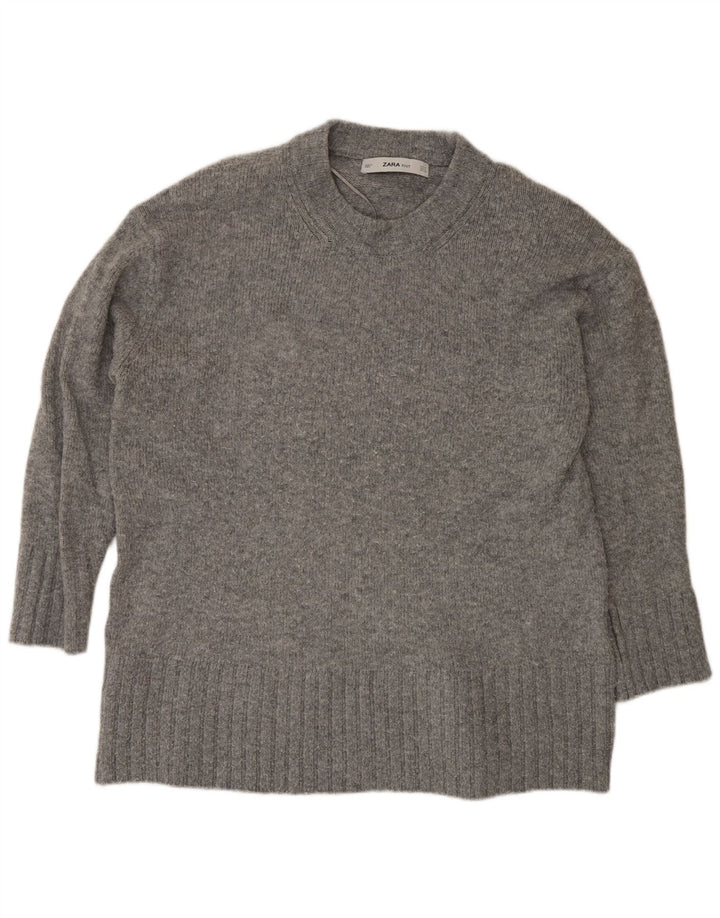 Pulover supradimensionat pentru femei Zara, cu gâtul turn, UK 14 Medium Gri Acrilic