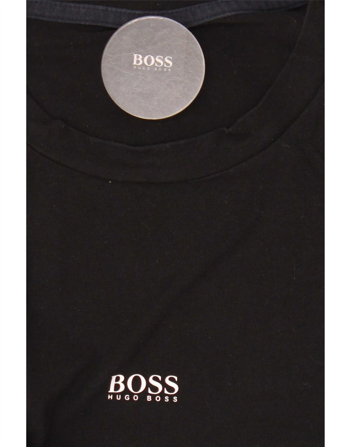 Top pentru bărbați Hugo Boss cu mânecă lungă, bumbac mediu negru