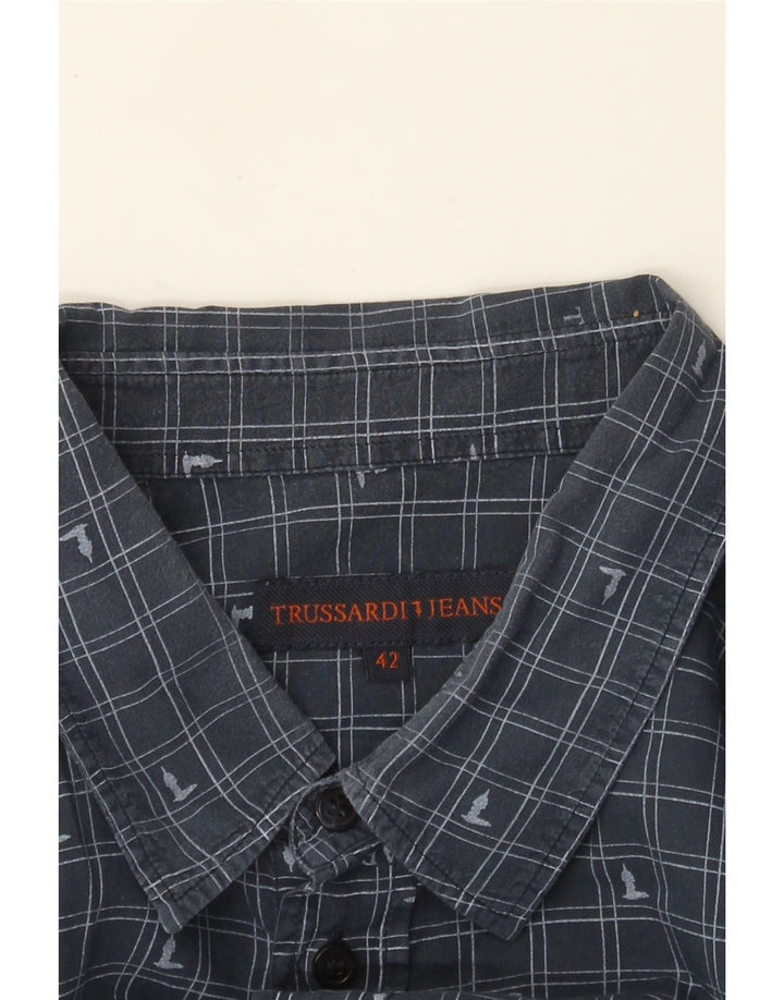 Cămașă pentru bărbați Trussardi Jeans Mărimea 42 mare, albastru marin Vichy