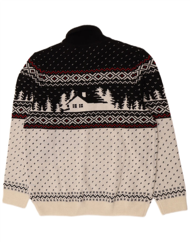 C&A Pulover cu gât rulat pentru bărbați, XL, alb, acrilic Fair Isle
