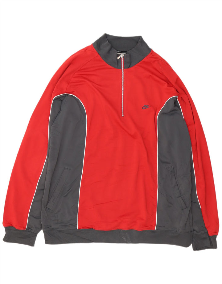 Pulover pentru bărbați ADIDAS, cu fermoar, cu gât, 2XL, poliester color bloc roșu