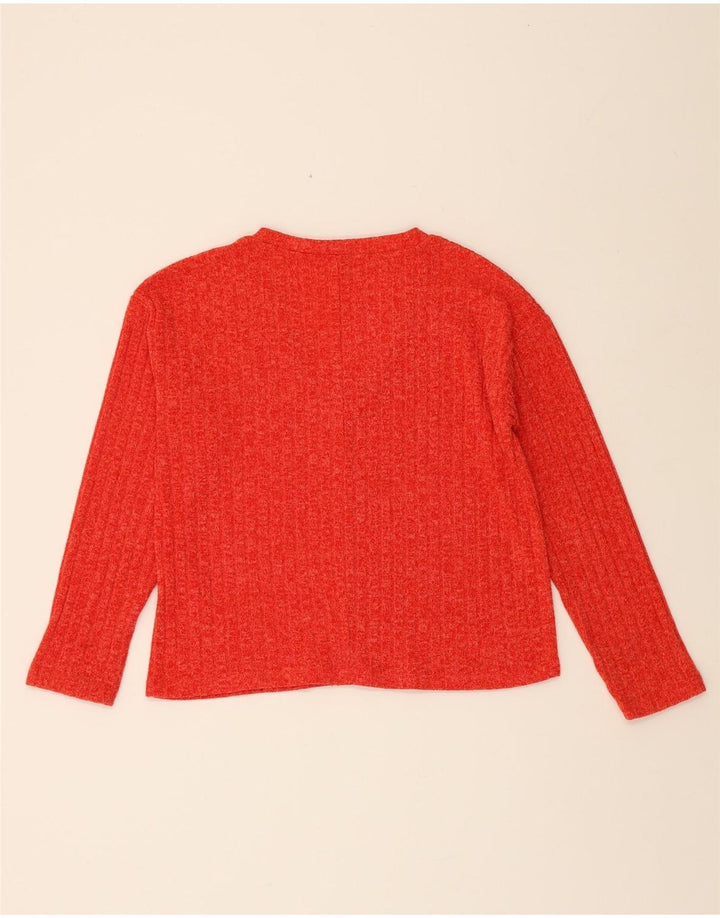 ZARA Womens Crop V-Neck Jumper Sweater UK 10 Small Red Polyester Vintage Zara and Second-Hand Zara from Messina Hembry 