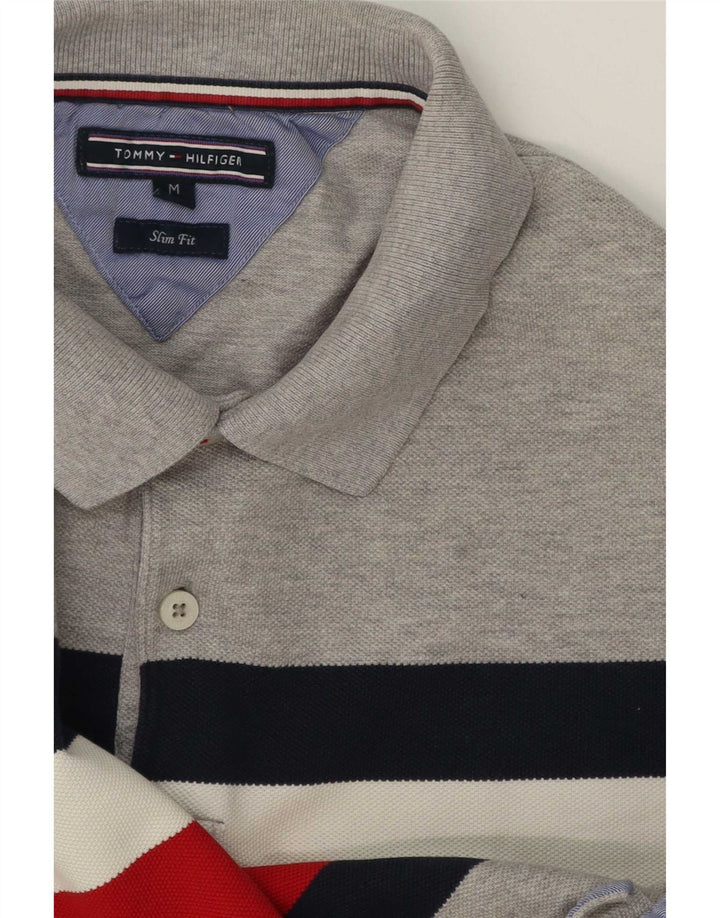 Tricou polo pentru bărbați Tommy Hilfiger, slim fit, gri mediu, bloc de culoare