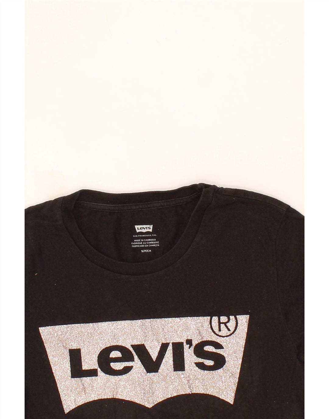 LEVI'S Womens Graphic T-Shirt Top UK 10 Small Black Vintage Levi's and Second-Hand Levi's from Messina Hembry 