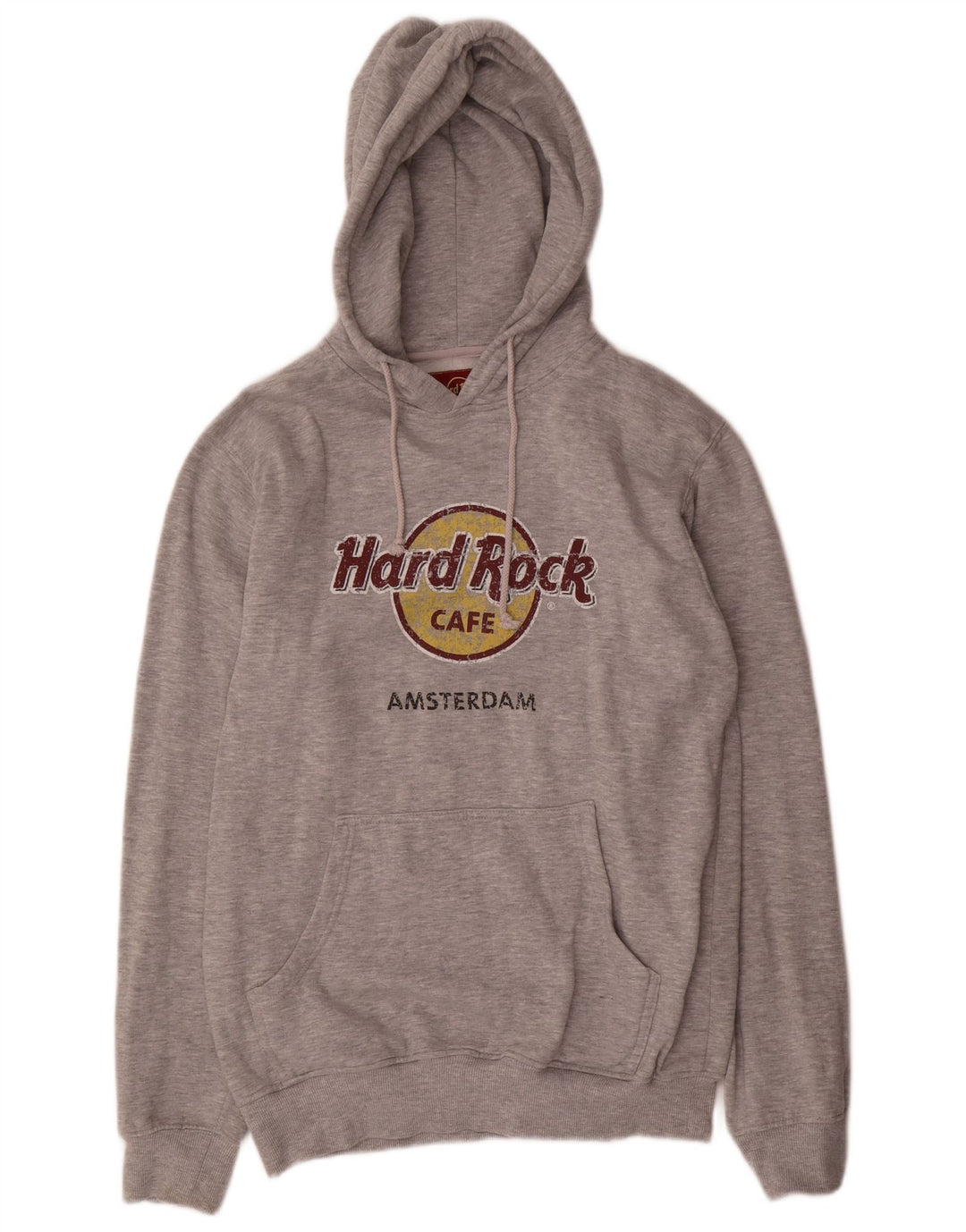 Hard Rock Cafe pentru bărbați Amsterdam Graphic Hoodie Pulover mare, gri, poliester