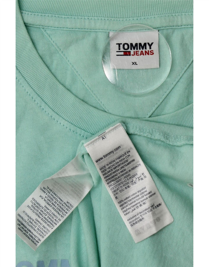 Tricou grafic Tommy Hilfiger pentru bărbați Top XL din bumbac turcoaz