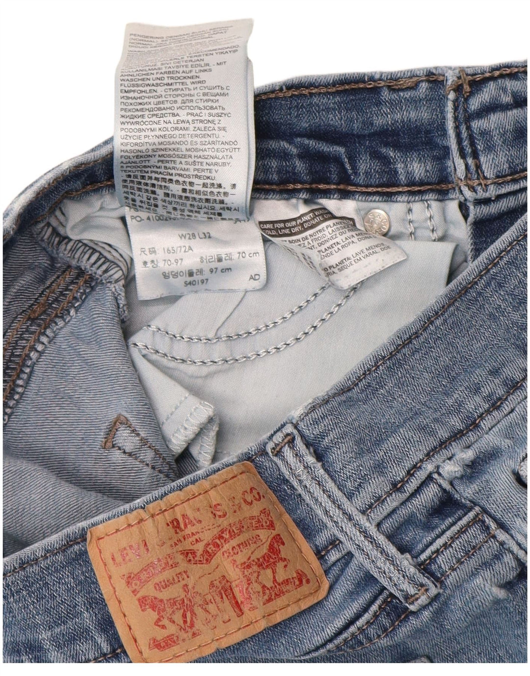 Blugi drepti pentru femei LEVI'S Slimming Fit W28 L32 Bumbac albastru