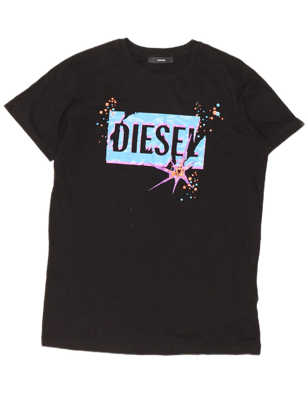 Diesel Mens Graphic T-Shirt Top Small Black Cotton