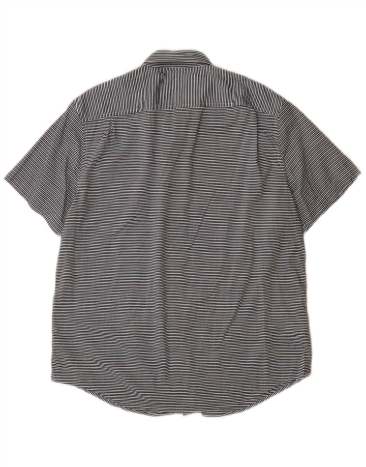 Cămașă cu mânecă scurtă pentru bărbați PENGUIN, bumbac mare, cu dungi, albastre