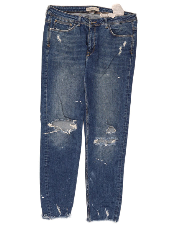 Blugi slim pentru damă Zara Distressed EU 42 Large W32 L27 Blue Bumbac