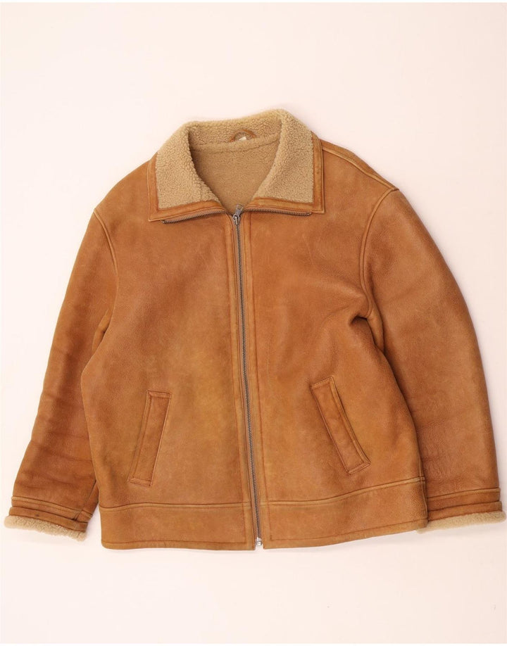 Jachetă din shearling pentru bărbați David Moore EU 50, maro mare, din shearling
