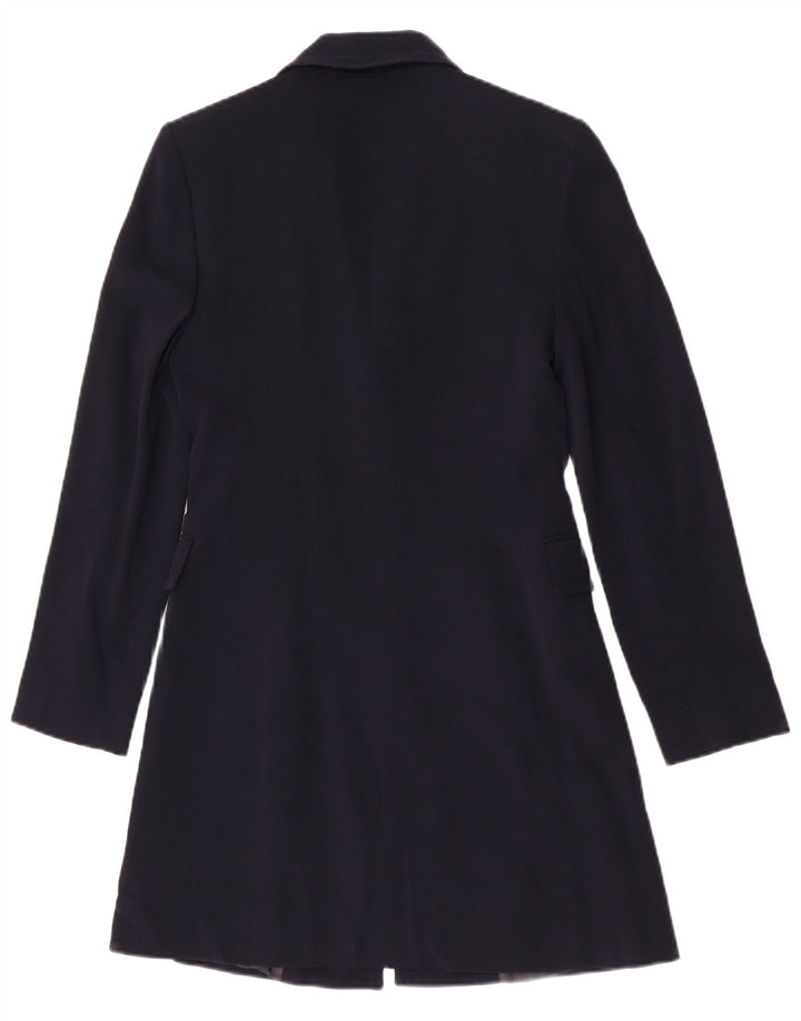 Jachetă pentru femei Jigsaw, cu 3 nasturi, cu paragate, UK 8, lână, bleumarin, mică