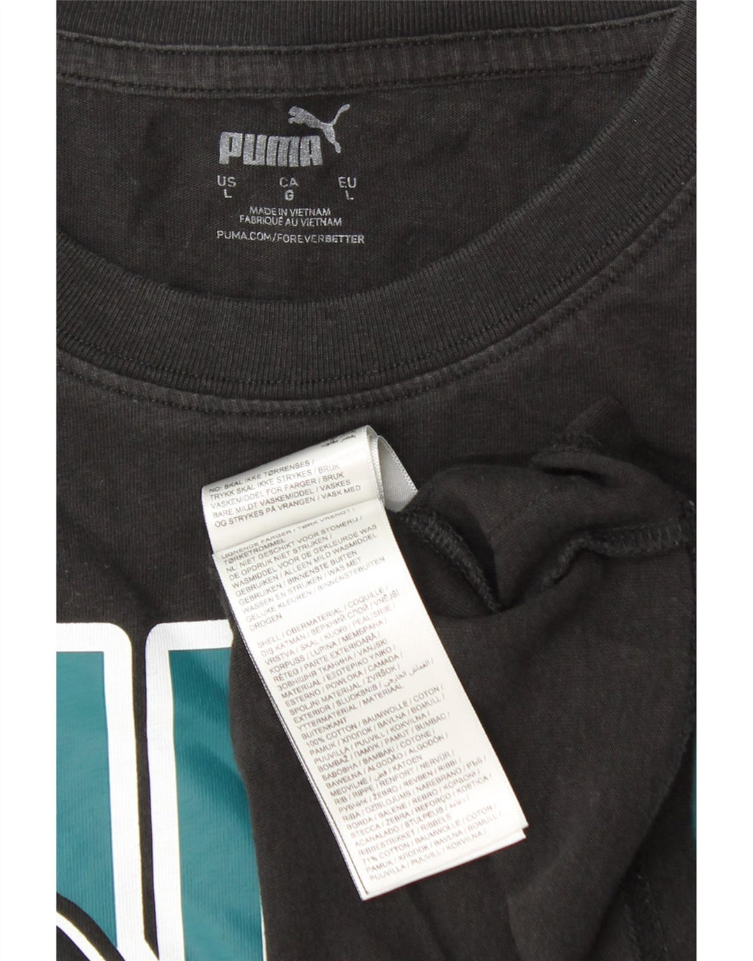 Tricou grafic PUMA pentru bărbați Top mare din bumbac negru