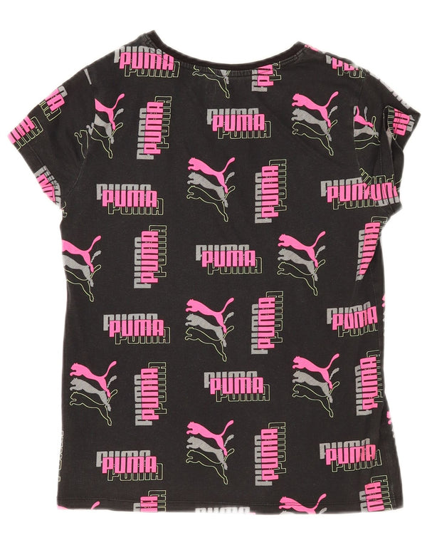 Tricou grafic Puma pentru fete Top 12-13 ani mare bumbac negru