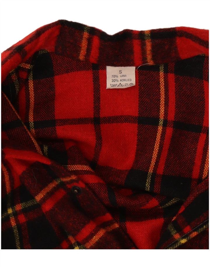 Cămașă de flanel pentru bărbați vintage din lână cu carouri mici, roșii