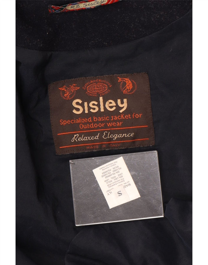 Palton Sisley pentru bărbați Relaxed Elegance, cu glugă, UK 36, lână, bleumarin, mic