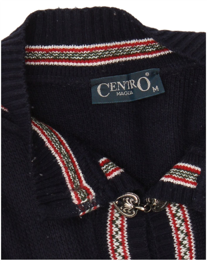 CENTRO MAGLIA Pulover pentru femei cu gât cu nasturi UK 14 Medium Bleumarin