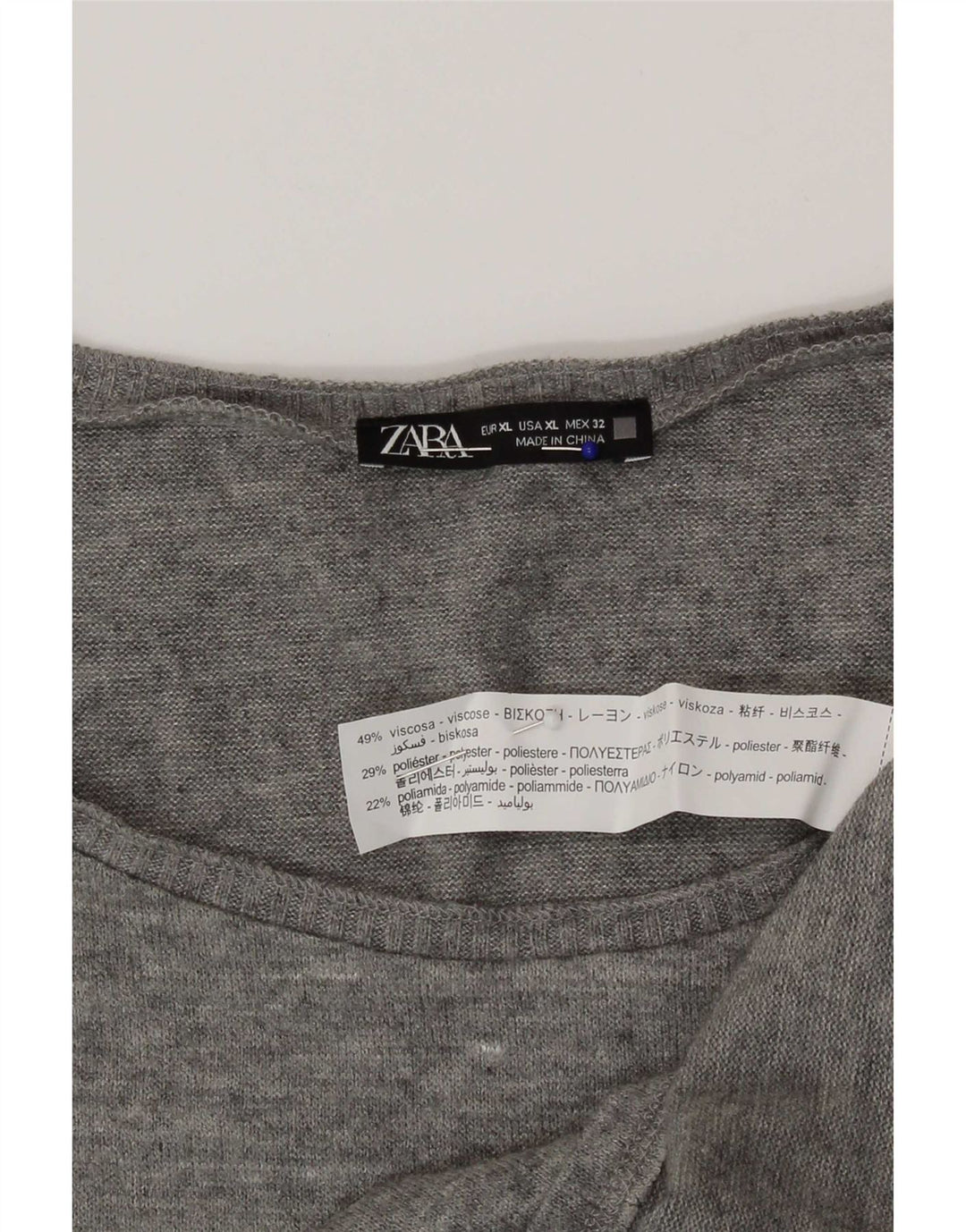 Vest Vest Top Femei Zara UK 18 XL Gri Viscoză