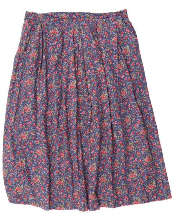 Country Collection Fusta evazată pentru femei UK 18 XL W34 Blue Floral Bumbac