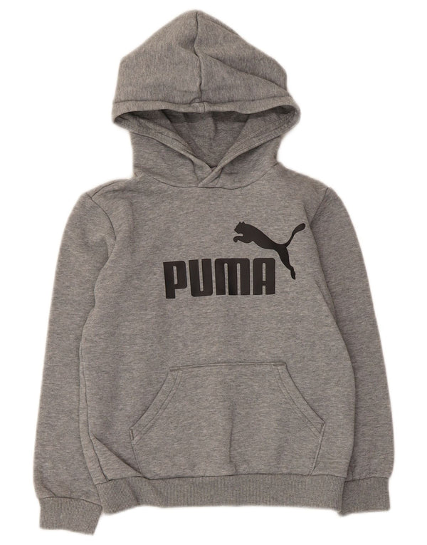 Pulover Puma pentru băieți, cu hanoră grafică, 9-10 ani, bumbac cu pete gri