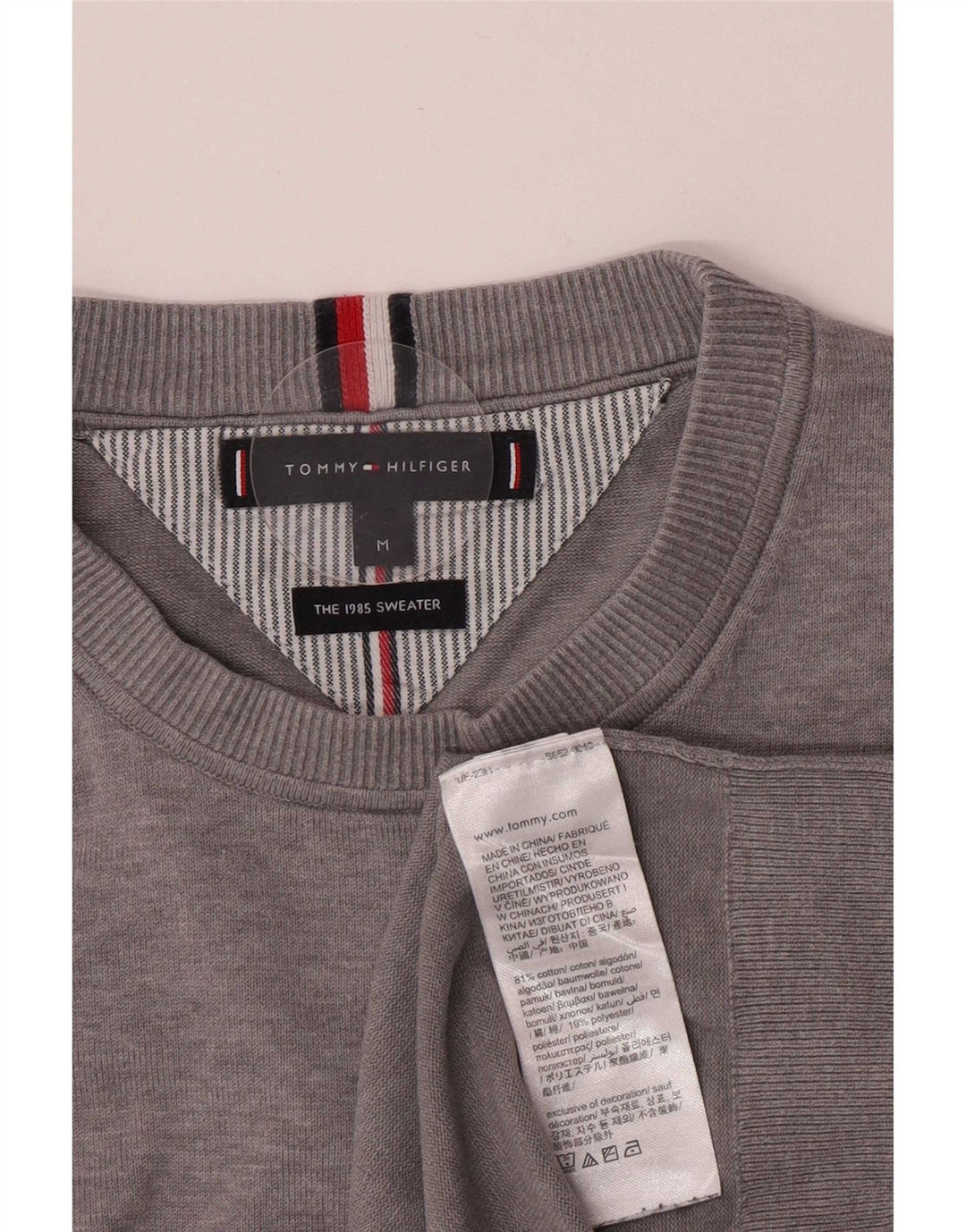 Pulover Tommy Hilfiger pentru bărbați, cu gât crew, bumbac, gri mediu