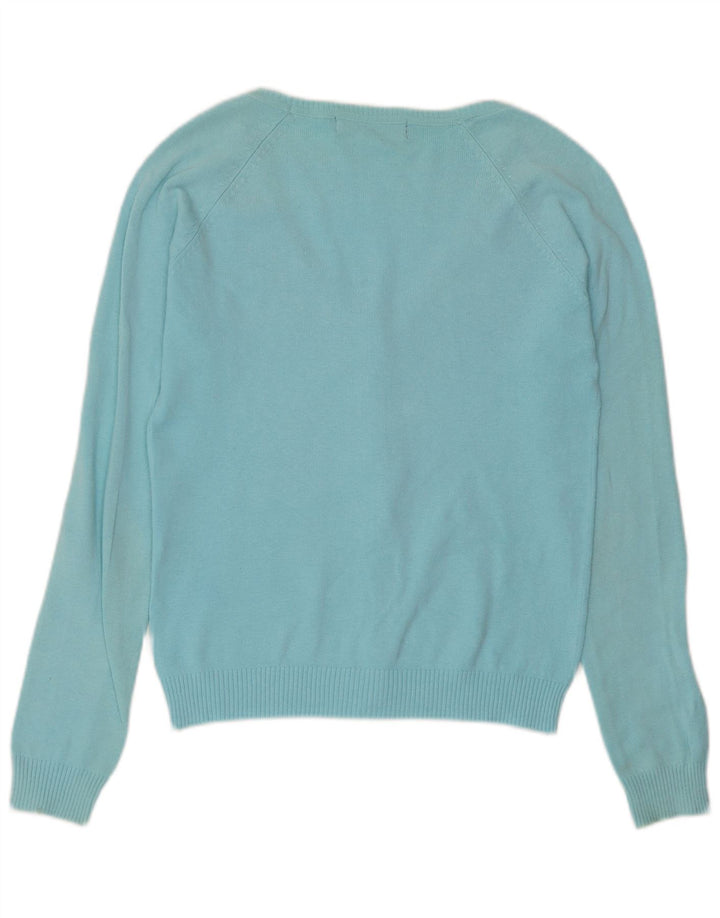 Pulover cardigan pentru femei Zara UK 12, bumbac albastru mediu