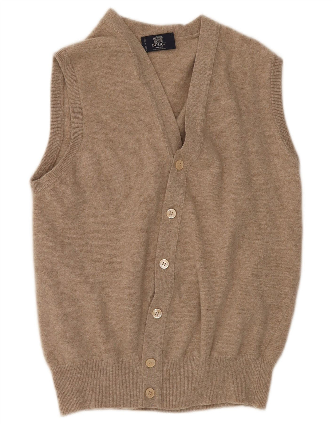 BOGGI MILANO Pulover cardigan fără mâneci pentru femei UK 14 Medium Bej Lână