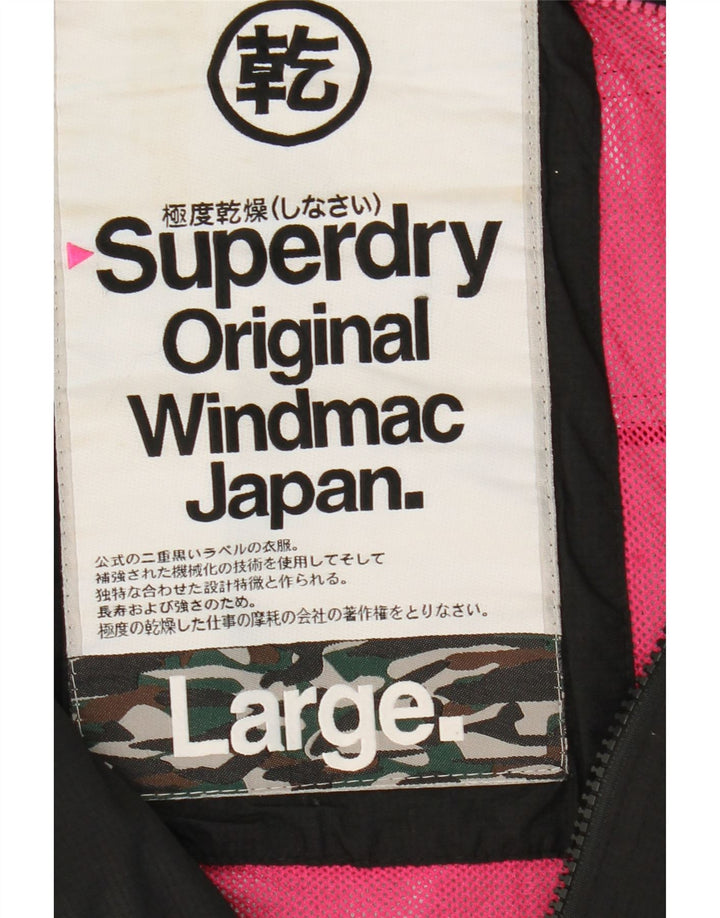 Superdry Windmac Windbreaker Windbreaker pentru femei UK 16 mare, negru, nailon