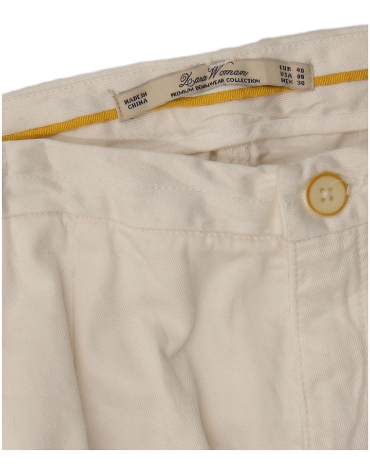 Pantaloni Chino Drepți Zara Femei EU 40 Mediu L30 L28 Alb