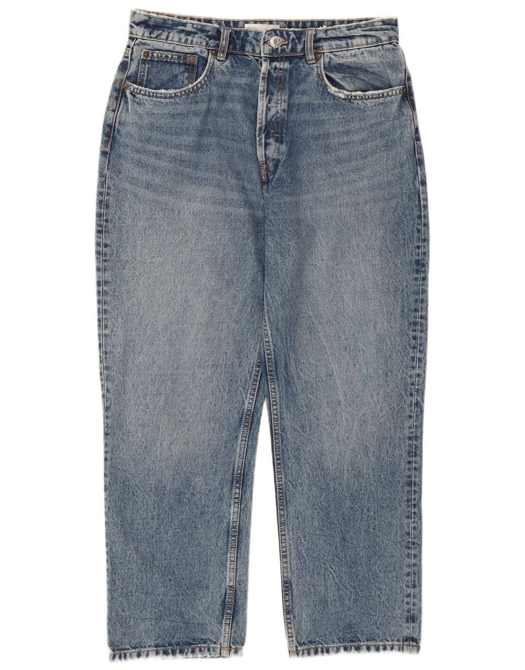 Blugi pentru femeie Zara cu talie înaltă EU 44 XL W34 L26 Albastru Bumbac