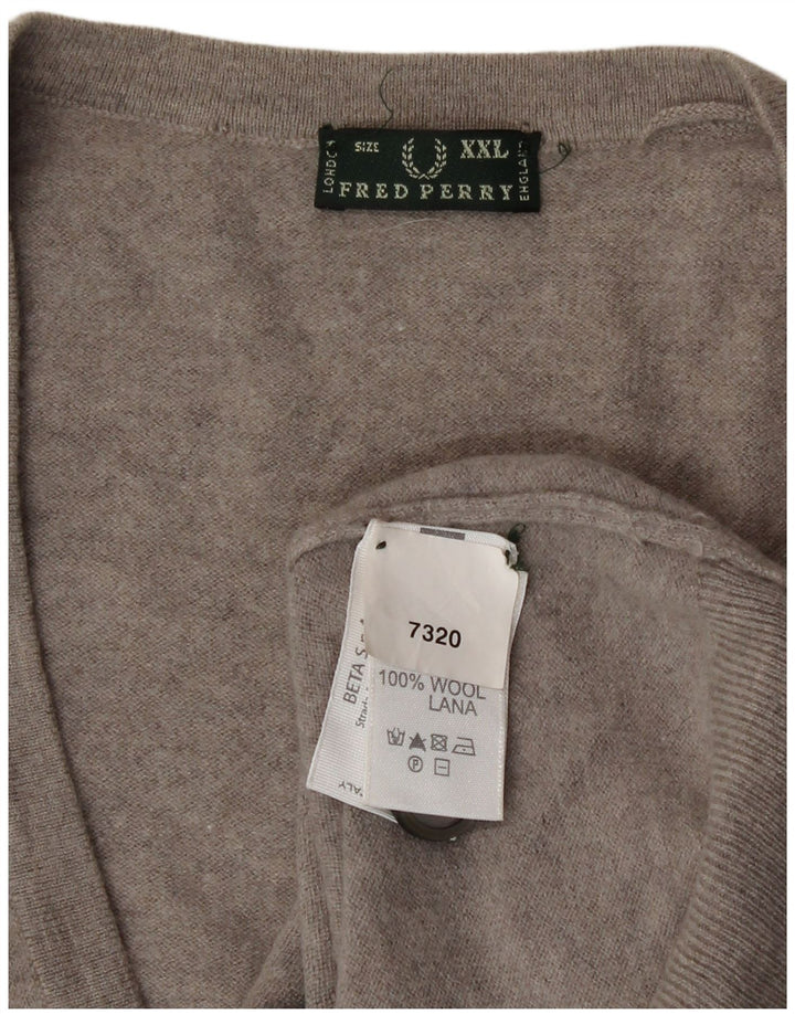 Pulover cardigan pentru femei Fred Perry UK 20 2XL Lână gri